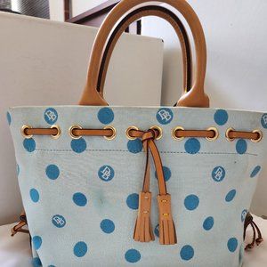 VINTAGE: Dooney & Bourke Light Blue Polka Dot Small Purse